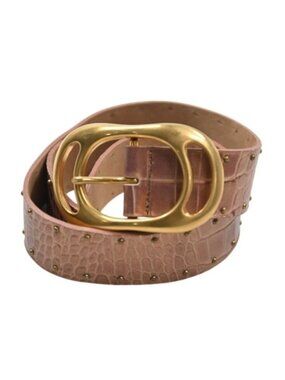 Streets Ahead Croc Embossed Studded Belt in Metallic Pink